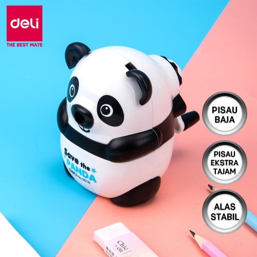 Deli E0518 School Rotary Sharpener/Rautan Meja-Panda