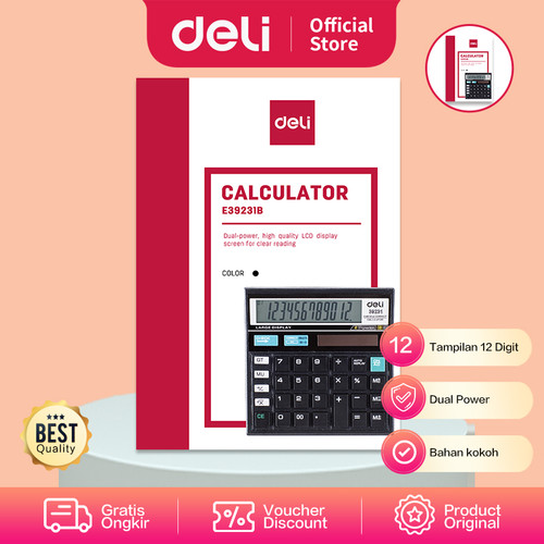 DELI - W39231B / Kalkulator Kantor 12 Digit / Peralatan Kantor Murah