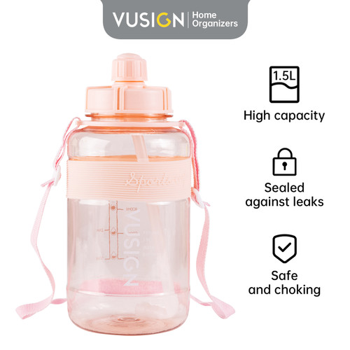 Vusign Water Bottle / Botol Minum Bening Motivasi 1.5 Liter VS820