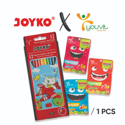 Joyko Pensil Warna CP-8 12 Warna Free Youvit Multivitamin Anak