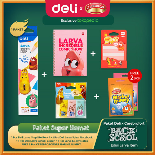 Paket Back To School Edisi Larva Item FREE Cerebrofort Marine Gummy