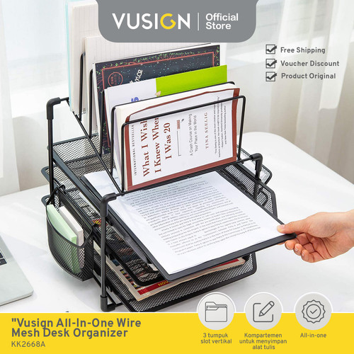 Vusign All-In-One Wire Mesh Desk Organizer / Rak Kertas 3Susun KK2668A