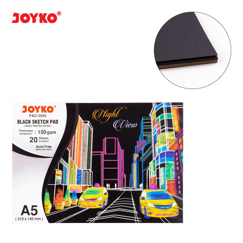 Joyko Black Sketch Pad Buku Gambar Sketsa Hitam 150 gsm 20 Sheets