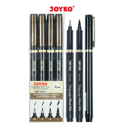 Calligraphy Brush Pen Pena Kuas Kaligrafi Joyko CBP-332-4 1 Set 4 Pcs