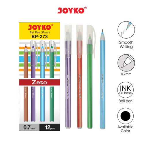 Ball Pen Pulpen Pena Joyko BP-273 Zeto 0.7 mm 1 Box 12 Pcs