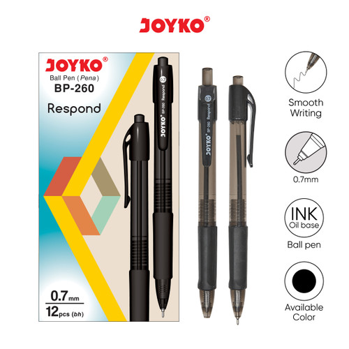 Ball Pen Pulpen Pena Joyko BP-260 Respond 0.7 mm 1 Box 12 Pcs