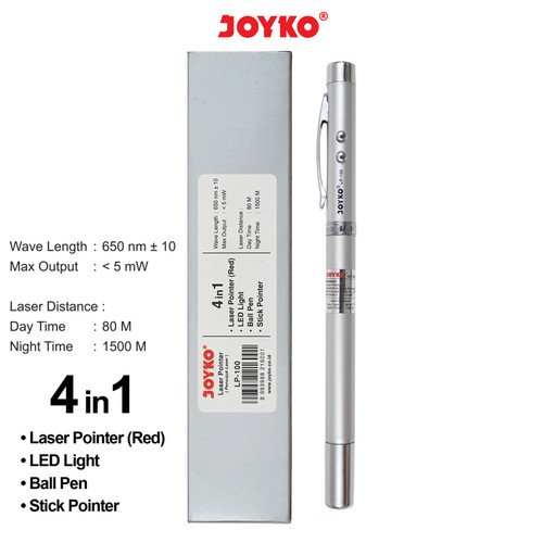 Laser Pointer 4 In 1/ Penunjuk Laser / Senter / Pulpen Joyko LP-100