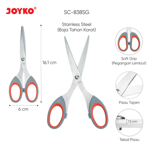 Gunting Scissors Soft Grip Joyko SC-828SG~848SG