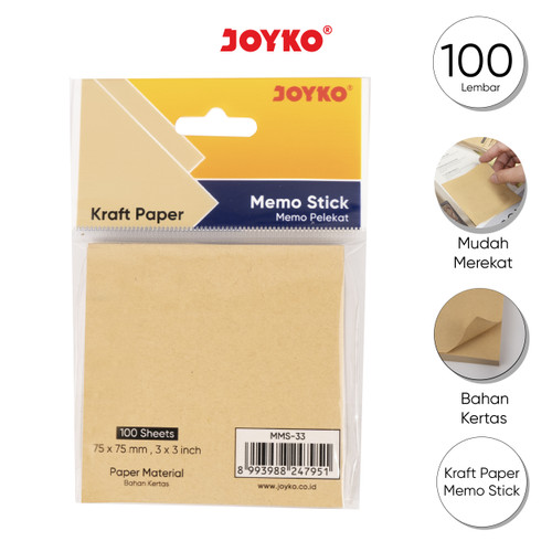 Memo Stick Sticky Note Kertas Memo Tempel Joyko MMS-33 Kraft Paper