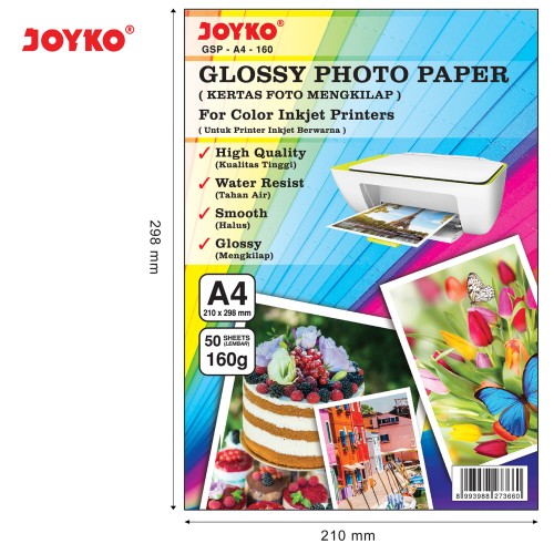 Glossy Photo Paper Kertas Foto Mengkilap GSP-A4-160 50 Sheets Lembar