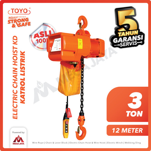 Electric Chain Hoist 3 Ton x 12 Meter KD Series TOYO