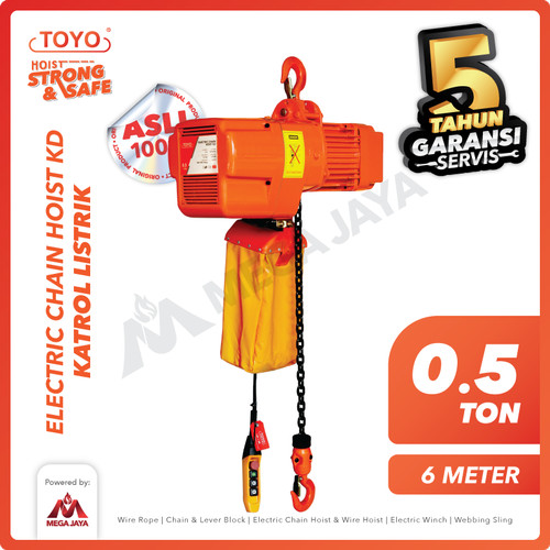 Electric Chain Hoist 0.5 Ton x 6 Meter KD Series TOYO