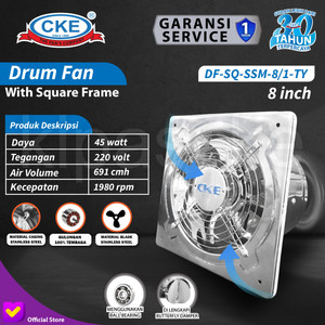 Exhaust Fan Stainless 8" Inch Duct Booster Fan Plafon Dinding Besi