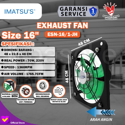 Wall Exhaust Fan Dinding Industri 16 Inch Kipas Hexos Ventilasi Tembok