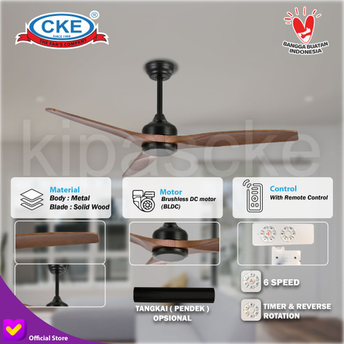 Kipas Angin Plafon Gantung Hias 52" Inch Ceiling Fan Kayu Solid Wood