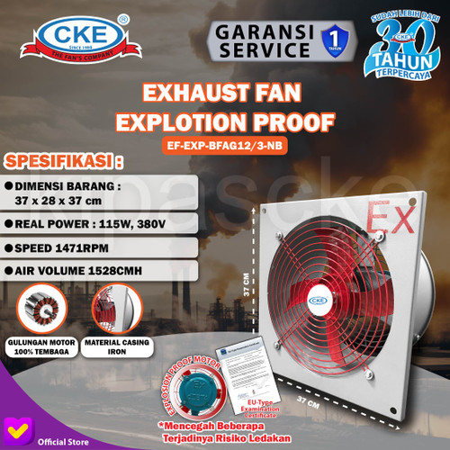 Kipas Explosion Proof Wall Exhaust Fan 12" Inch 300MM 280V