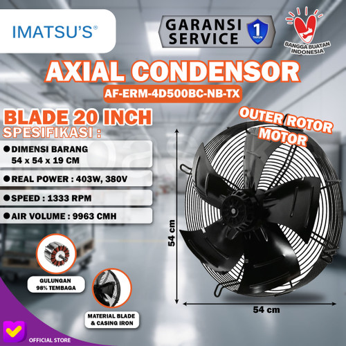 Axial Fan 20 Inch 380V Fan Condensor Fan Chiller Kipas Condenser 20"