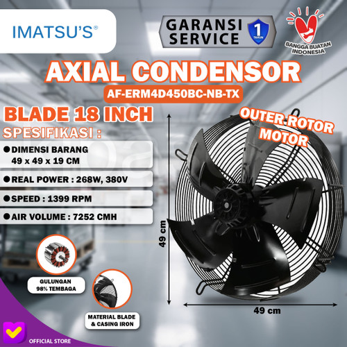 Axial Fan 18 Inch 380V Fan Condensor Fan Chiller Kipas Condenser 18”