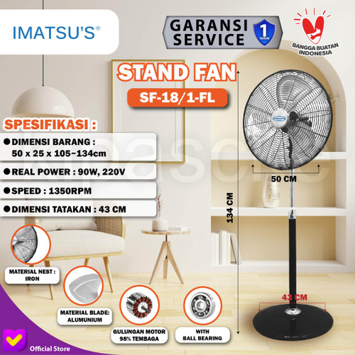 Stand Fan Kipas Angin Berdiri 18 Inch Besi Kipas Angin Tornado 18"