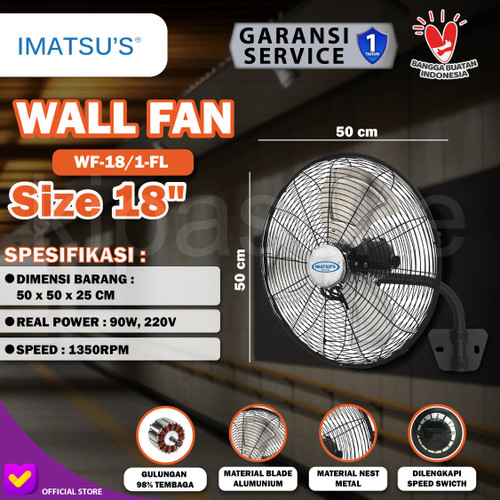 Kipas Angin Dinding Wall Fan 18" Inch 45 CM Kipas Tornado Baling Besi