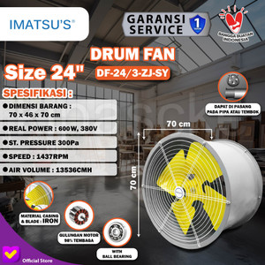 Drum Fan Blower Tabung 24 Inch 380V Ball Bearing Kipas Blower Gedung