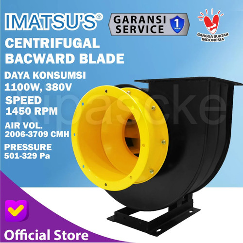 Blower Centrifugal Fan 1.1KW 1.5HP 4A 380V 1450RPM Kipas Blower Keong