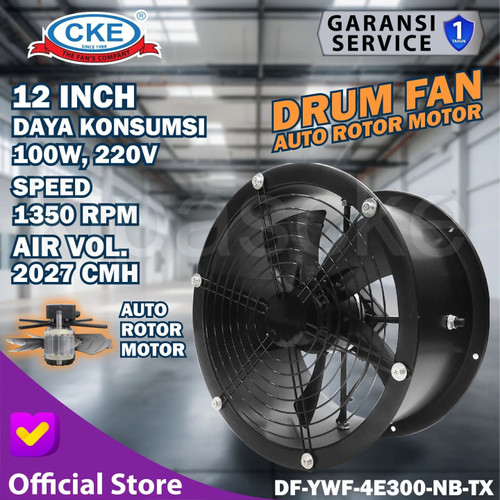 Drum Fan Blower External Rotor 12" Inch Kipas Axial Blower Tabung 12"