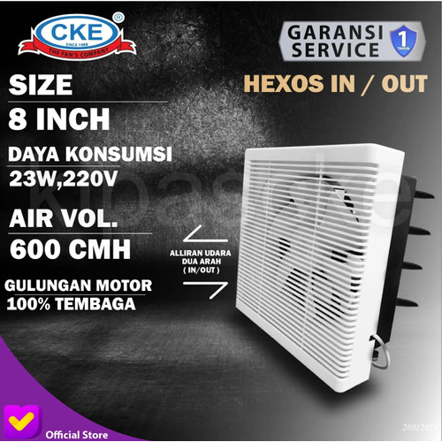 Wall Exhaust Fan Tipe Dinding 8" 10" 12" Inch Kipas Angin Hexos Plafon