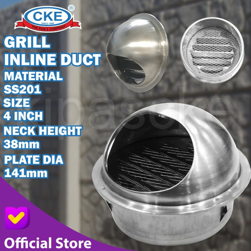 Tutup Cerobong Asap 4" Inch Stainless 201 Penutup Cooker Hood Exhaust