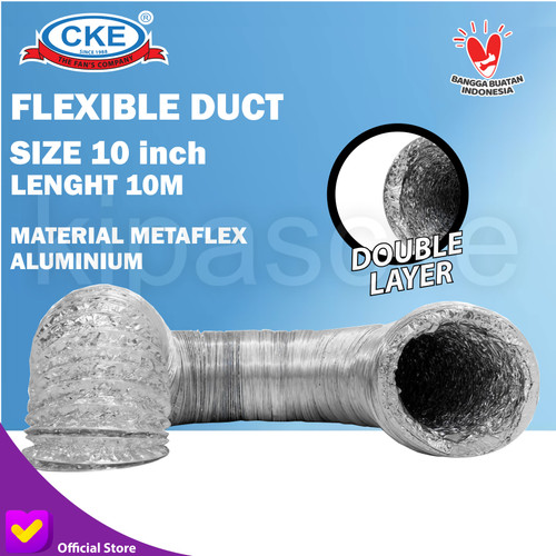 Aluminium Selang Flexible Ducting 10" Inch (25 CM) Double Layer - 10 M