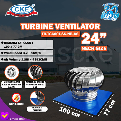 Turbine Ventilator CKE 24" Inch Blower Ventilasi Atap Rumah Stainless