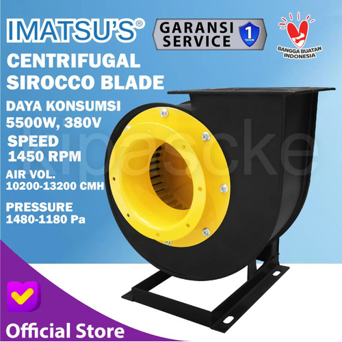 Kipas Keong Centrifugal Fan 5.5KW 5500W 380V Blower Hisap Sirocco