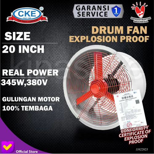 Blower Explosion Proof Axial Fan 20 Inch 380V Drum Fan Bergaransi