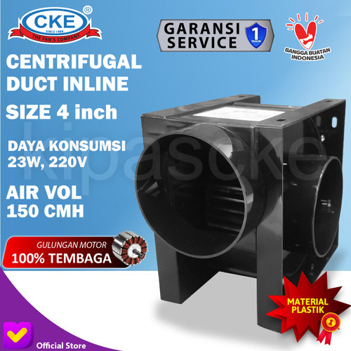 Exhaust Fan Mini Sirocco Sudut Tabung Industrial 4" Inline Duct