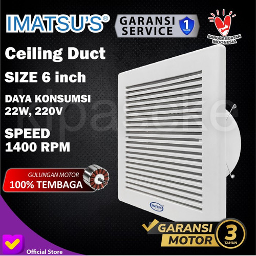 Exhaust Fan Plafon 6" Ceiling Exhaust/Hexos/Heksos Plafon Dak Cerobong