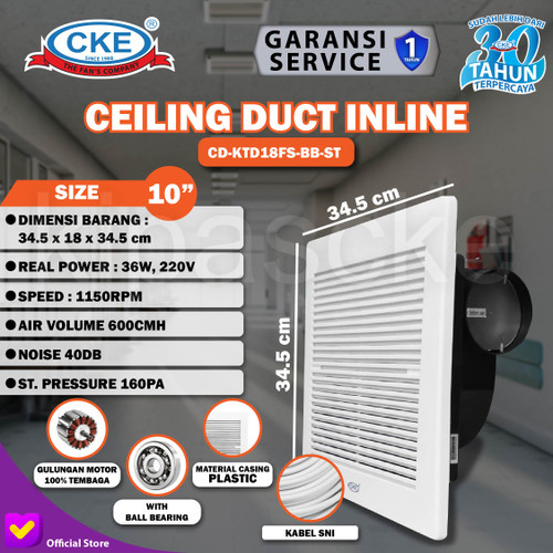 Exhaust Fan Plafon Ceiling 10 Inch Kipas Eksos Hexos Plafon Toilet