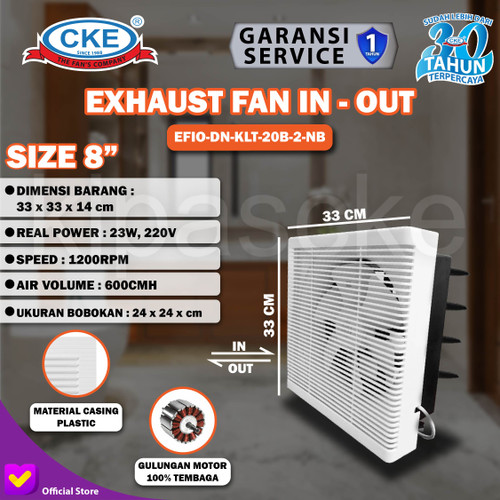 Kipas Angin Exhaust Tipe Dinding 8" Wall Exhaust Hexos Heksos Fan