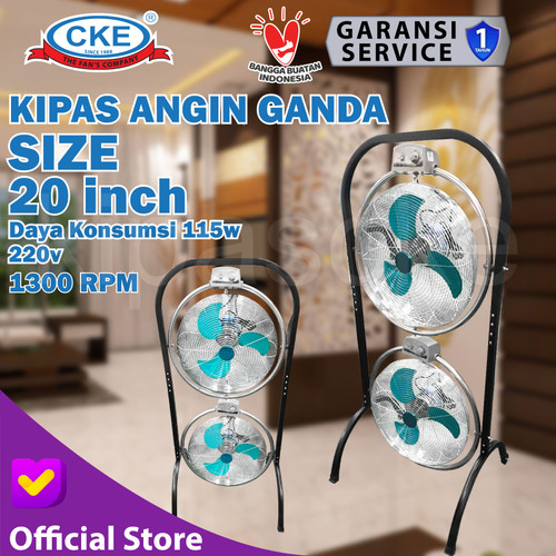 Kipas Angin Industrial Double Fan 20" 50 CM / Kipas Angin Tumpu Ganda