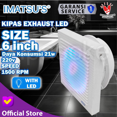 Exhaust Fan 6" Lampu LED Penghisap Udara Kecil Wall Tembok Ruangan