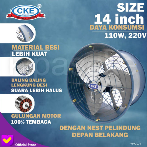 Drum Fan Extra Low Noise 14" Exhaust Drum Kipas Aksial Blower Axial