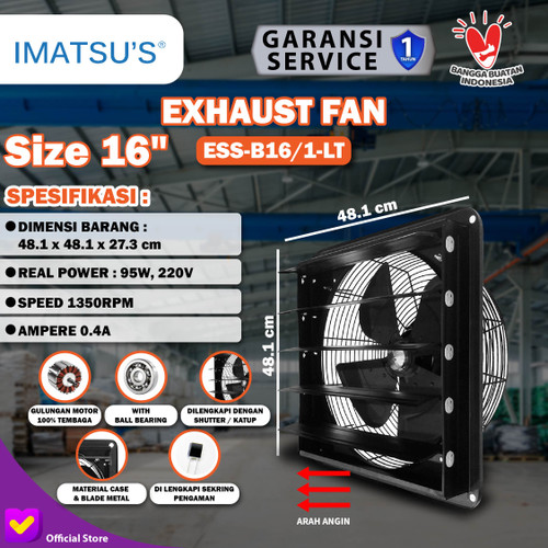 Exhaust Fan Dinding 16" Hexos Fan Dinding/Tembok Industri Wall Exhaust