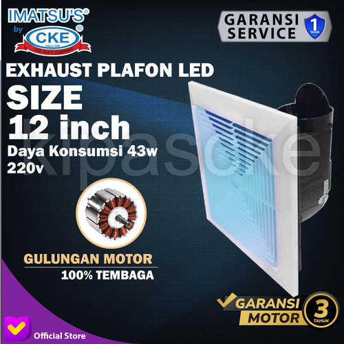 Exhaust Plafon 12 Inch dengan Led Hexos/Heksos Plafon Ceiling Exhaust