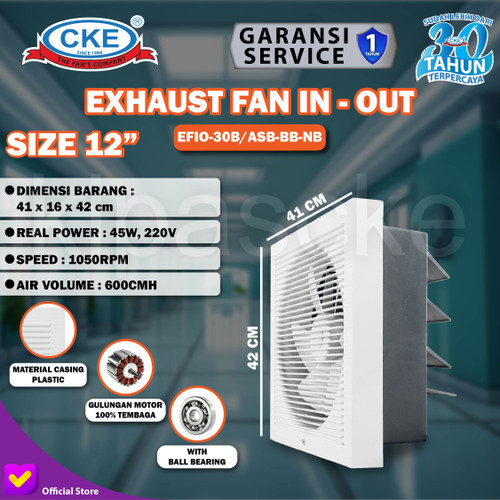 Wall Exhaust/Hexos/Heksos Fan Dinding/Tembok 12 Inch CKE