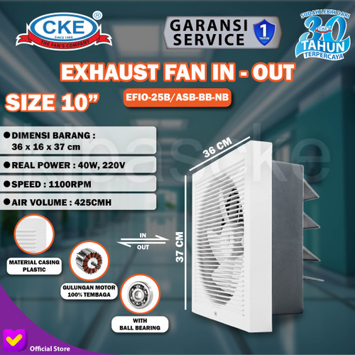 Wall Exhaust/Hexos/Heksos Fan Dinding 10 Inch CKE