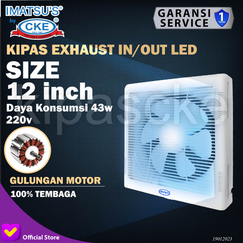 Exhaust fan/Hexos Dinding (12 INCH) Dengan LED Exhaust In Out