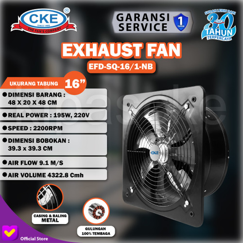 Hexos Dinding CKE 16 Inch Blower Dapur Blower Duct Fan Kipas Booster