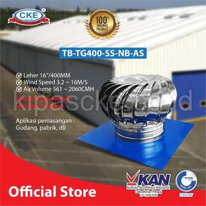 Turbin Ventilator 16" TB-TG400-SS-NB-AS Exhaust Roof Atap Stainless