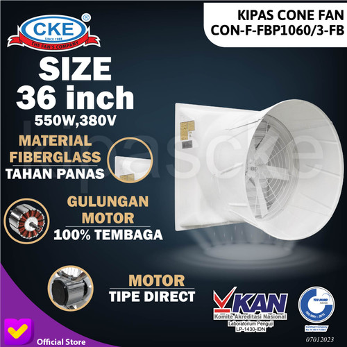 Kipas Cone Fan 36" 3 Phase 550W Alat Ternak Ayam Unggas Kipas Kandang