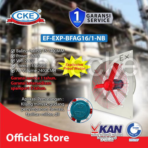 Kipas Explosion Proof Wall Exhaust Fan 16 Inch 220V Hexos Tahan Ledak