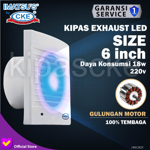 Exhaust Fan Imatsu EFT-APC15C/IMT-LED 6 Inch Rumah Toilet Dapur